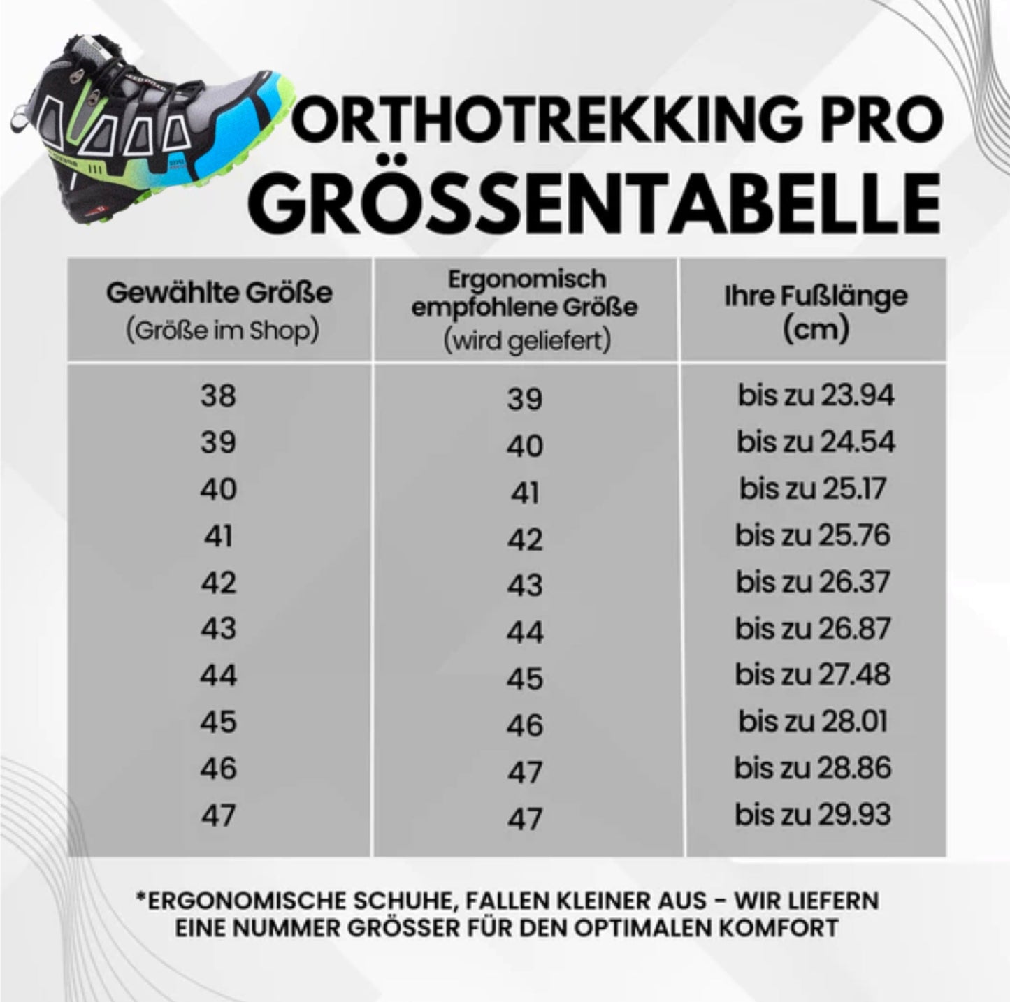 GRATIS OrthoTrekking Pro - ergonomische schmerzlindernde Trekking u.-Wanderschuhe